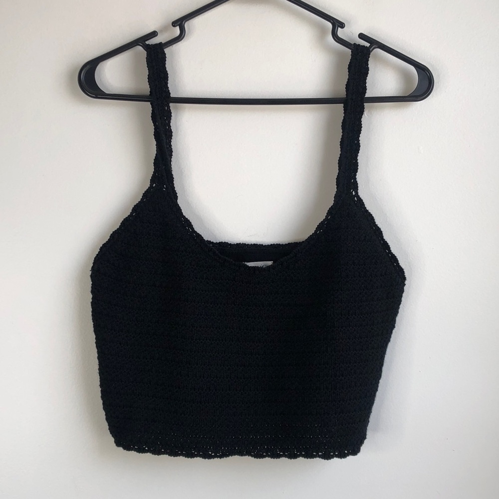Aerie Black Crochet Crop Tank Top -